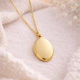 Collier photo personnalisé médaillon ovale Collier photo personnalisé médaillon ovale - Doré / Collier sans photo | Creabibenval