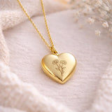 Collier photo personnalisé médaillon coeur acier inoxydable Collier photo personnalisé médaillon coeur acier inoxydable - Doré / Collier sans photo | Creabibenval