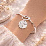 Bracelet jonc gravé personnalisé médaille 15mm Bracelet jonc gravé personnalisé médaille 15mm - Argenté | Creabibenval