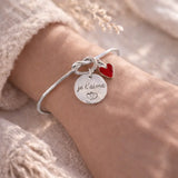 Bracelet jonc gravé personnalisé médaille 15mm breloque coeur Bracelet jonc gravé personnalisé médaille 15mm breloque coeur - Argenté | Creabibenval