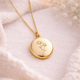 Collier photo argent personnalisé médaillon rond à graver en acier inoxydable Collier photo argent personnalisé médaillon rond à graver en acier inoxydable - Doré / Sans photo | Creabibenval