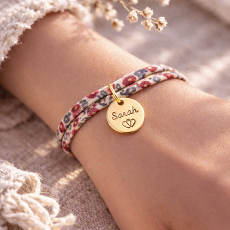 Bracelet liberty personnalisé médaille gravée Bracelet liberty personnalisé médaille gravée - Doré | Creabibenval
