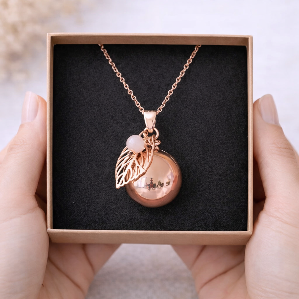 Bola de grossesse doré rose lisse breloque feuille perle quartz rose Bola de grossesse doré rose lisse breloque feuille perle quartz rose - Default Title | Creabibenval