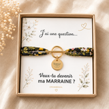 Annonce grossesse Marraine, Bracelet à personnalisé gravé Marraine liberty, Bracelet annonce naissance, Cadeau de demande Marraine