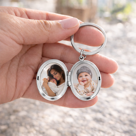 Porte-clés photo personnalisé médaillon ovale