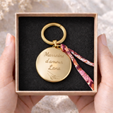 Porte-clés personnalisé médaille gravée cordon liberty