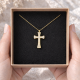 Collier croix sertie de strass en acier inoxydable