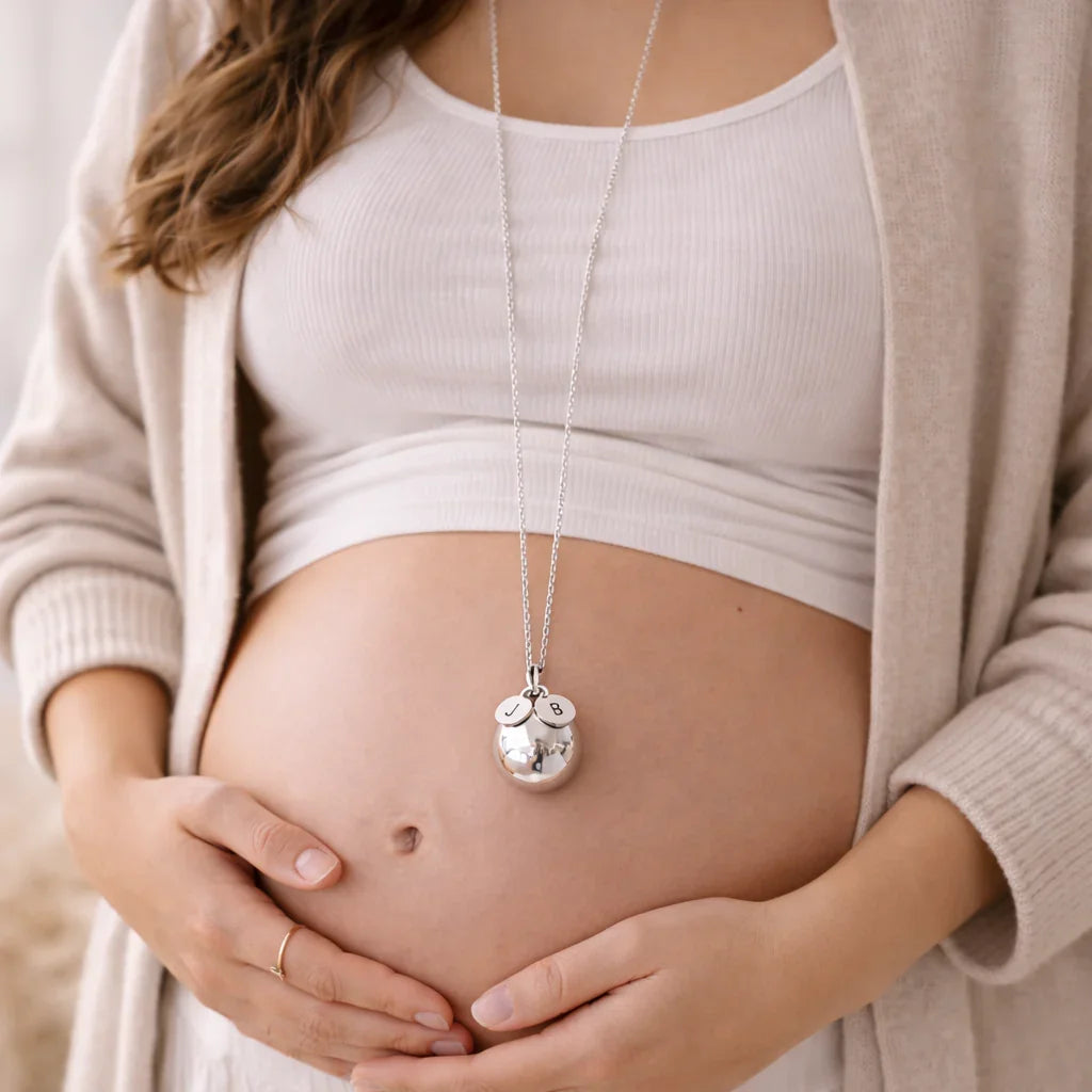 Bola de grossesse argenté lisse médailles initiales gravées Bola de grossesse argenté lisse médailles initiales gravées - Default Title | Creabibenval