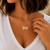 Collier Cœurs strass Personnalisé en Acier Inoxydable Initiales Gravées 