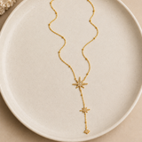 Collier Y étoile strass en zircon acier inoxydable