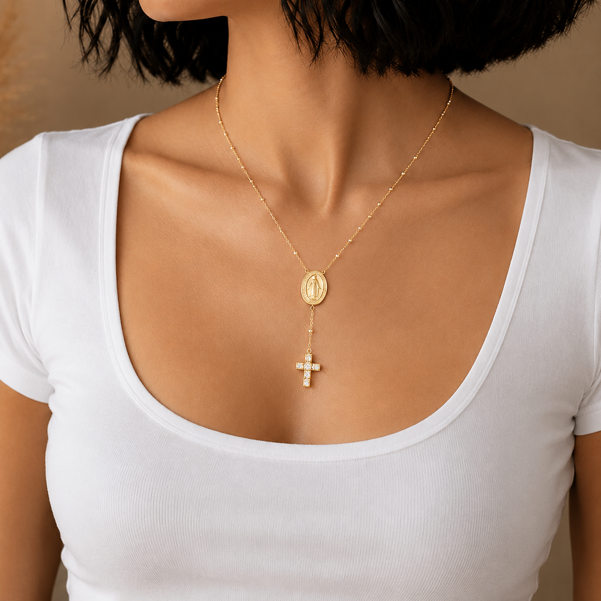 Collier chapelet en acier inoxydable