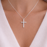 Collier croix avec strass en acier inoxydable
