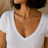 Collier croix avec strass en acier inoxydable