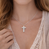Collier croix avec strass en acier inoxydable