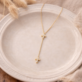 Collier croix en Y avec strass en acier inoxydable