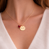Collier personnalisé médaille gravée breloque coeur