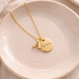 Collier personnalisé médaille gravée lettre initiale
