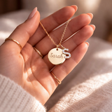 Collier personnalisé médaille gravée lettre strass initiale