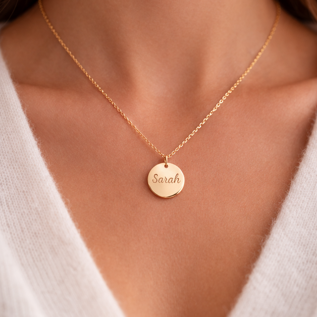 Collier personnalisé médaille ronde gravée