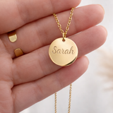 Collier personnalisé médaille ronde gravée