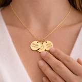 Collier personnalisé médailles rondes gravées