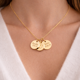 Collier personnalisé médailles rondes gravées