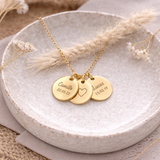 Collier personnalisé médailles rondes gravées