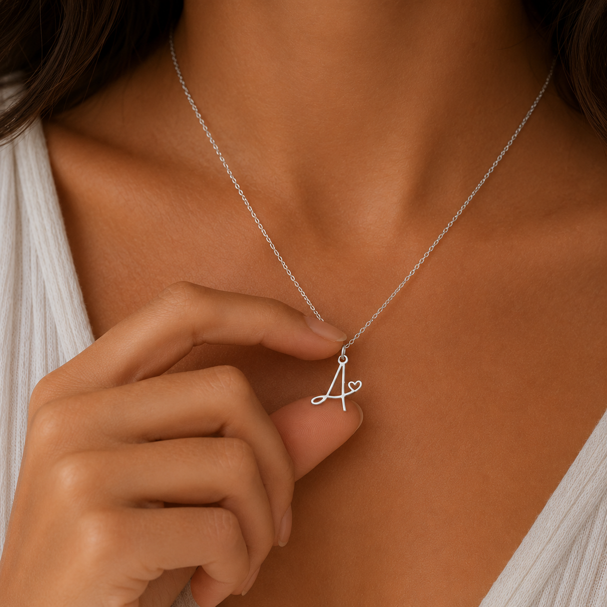 Collier personnalisé pendentif initiale lettre acier inoxydable