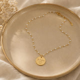 Collier personnalisé perles colorées médaille gravée acier inoxydable