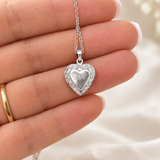 Collier photo personnalisé médaillon coeur motif à gravé acier inoxydable