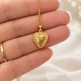 Collier photo personnalisé médaillon coeur motif à gravé acier inoxydable