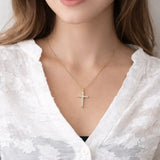 Collier croix chrétienne or strass acier inoxydable femme