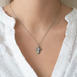 Collier croix argent pour femme en acier inoxydable