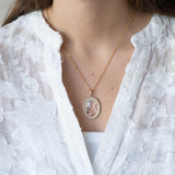 Collier photo personnalisé médaillon ovale strass