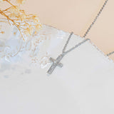 Collier petite croix chrétienne strass argent acier inoxydable pour femme