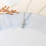 Collier petite croix chrétienne acier inoxydable argent pour femme