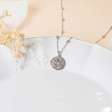 Collier arbre de vie ajouré serti d'oxydes de zirconium acier inoxydable chaine forçat femme