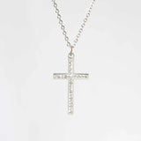 Collier croix chrétienne argent strass acier inoxydable femme