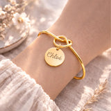 Bracelet jonc gravé personnalisé médaille 15mm Bracelet jonc gravé personnalisé médaille 15mm - Doré | Creabibenval