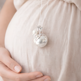 Bola de grossesse argenté lisse breloque feuille perle d'eau douce