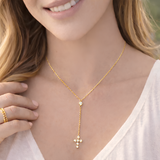 Collier à pendentif de croix avec strass en acier inoxydable Collier à pendentif de croix avec strass en acier inoxydable - Doré | Creabibenval