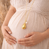 Bola de grossesse goutte doré lisse pendentif perle d'eau douce