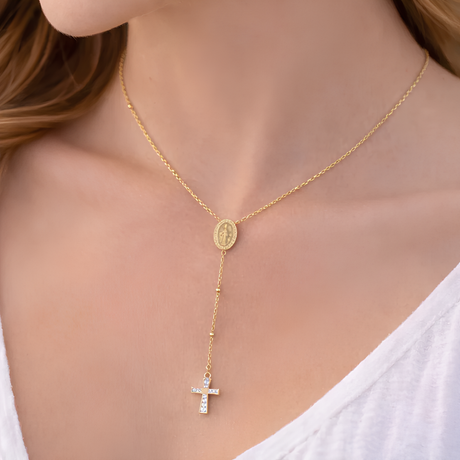 Collier chapelet en acier inoxydable Collier chapelet en acier inoxydable - Doré | Creabibenval