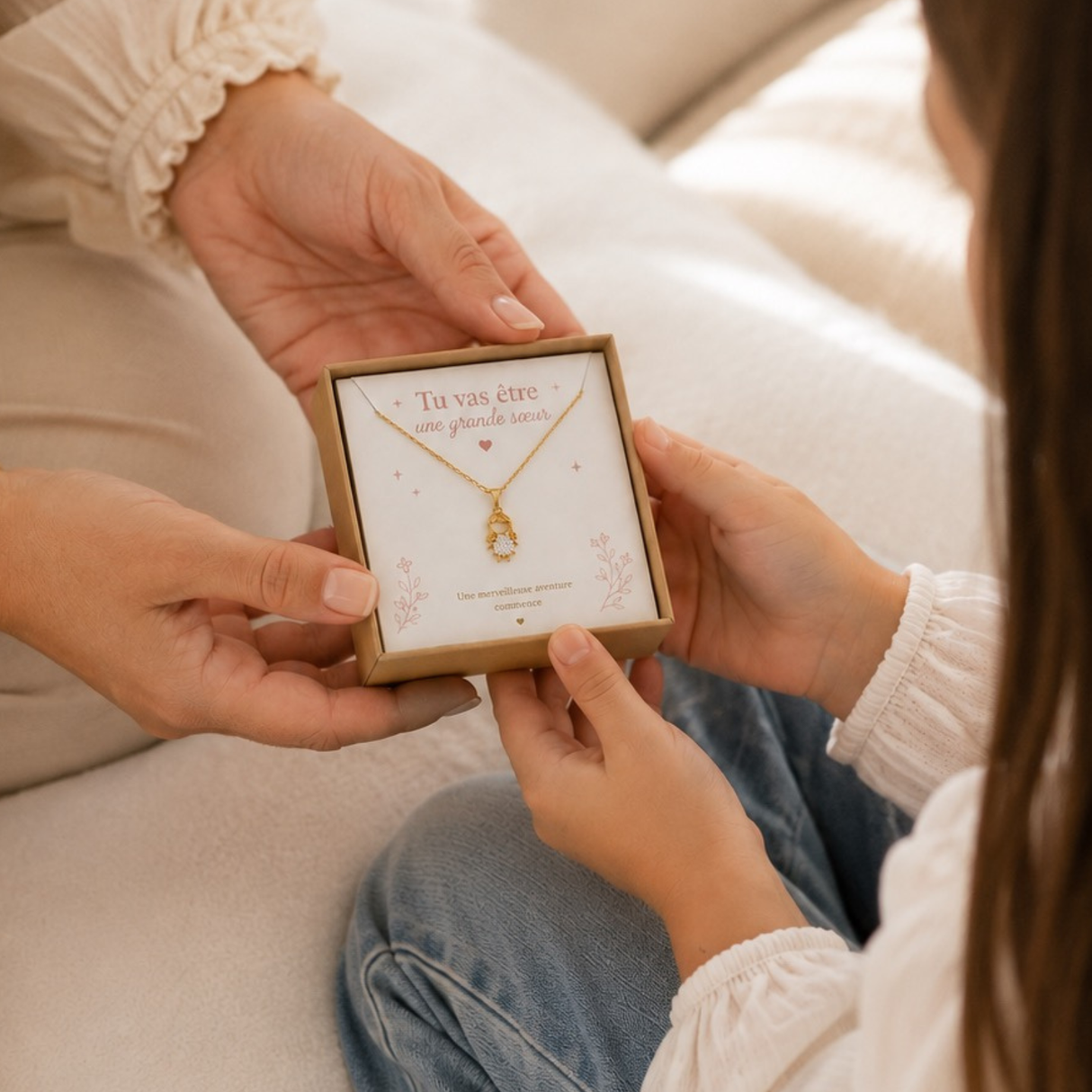 Annonce grossesse grande sœur – Collier petite fille – Tu vas être une grande sœur – Cadeau annonce grossesse – Bijou future grande sœur