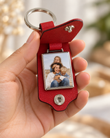 Porte-clés personnalisé photo avec médaille gravée