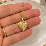 Collier photo personnalisé médaillon coeur motif à gravé acier inoxydable