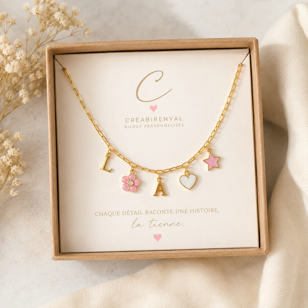 Collier Personnalisé à Charms – Initiales & Pendentifs au Choix