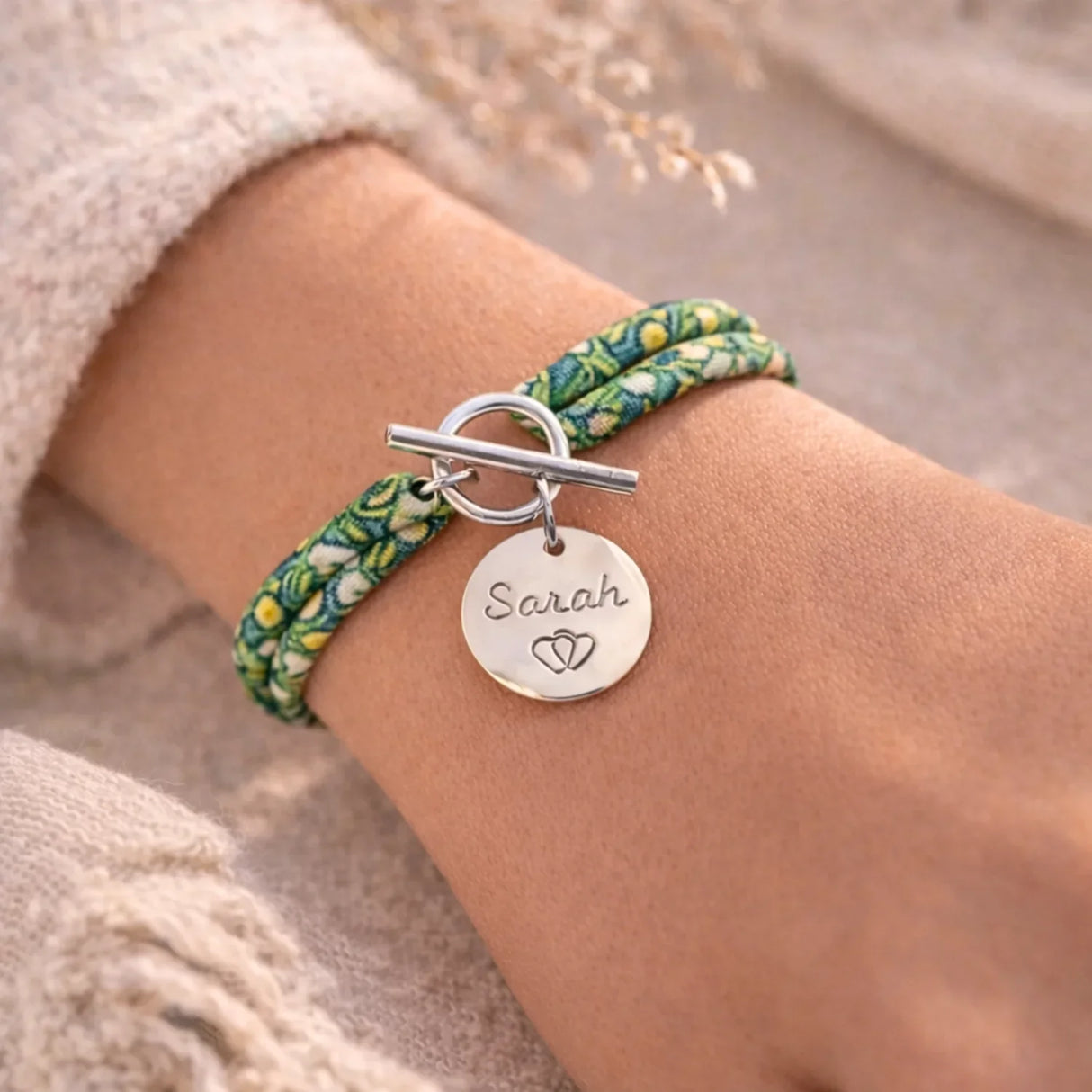 Bracelet liberty fermoir en T personnalisé médaille gravée Bracelet liberty fermoir en T personnalisé médaille gravée - Argenté | Creabibenval