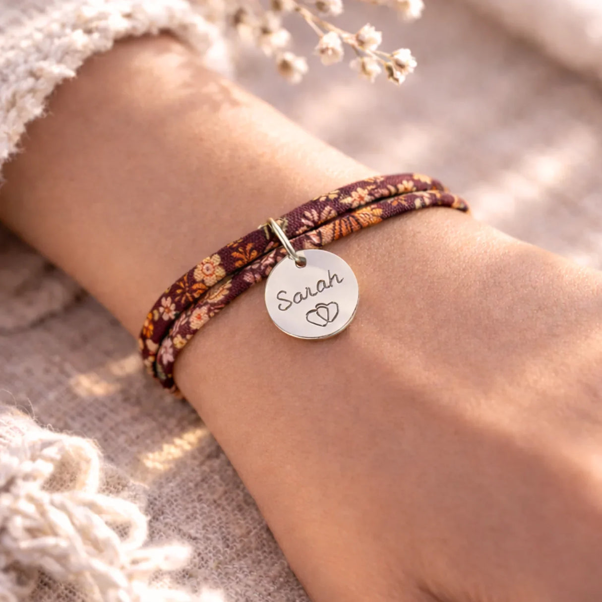 Bracelet liberty personnalisé médaille gravée Bracelet liberty personnalisé médaille gravée - Argenté | Creabibenval