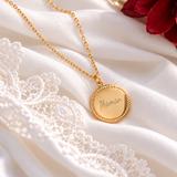 Collier personnalisé médaille ronde martelée gravée